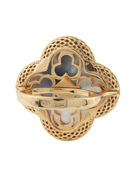 Кольцо из золота c эмалью и перламутром