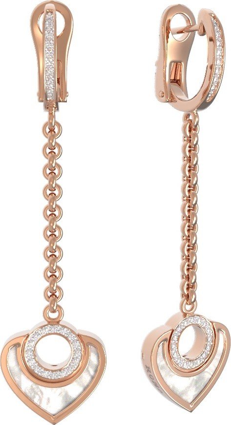 Серьги из золота 585 пробы c бриллиантами и перламутром