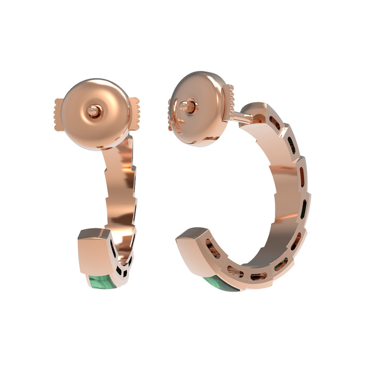 Серьги из золота c малахитом