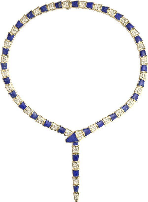 Колье из лимонного золота 585 пробы c бриллиантами и лазуритом