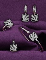 Серьги из белого золота 585 пробы c эмалью и бриллиантами