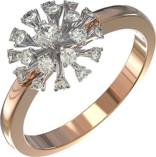 Кольцо из золота 585 пробы c бриллиантами