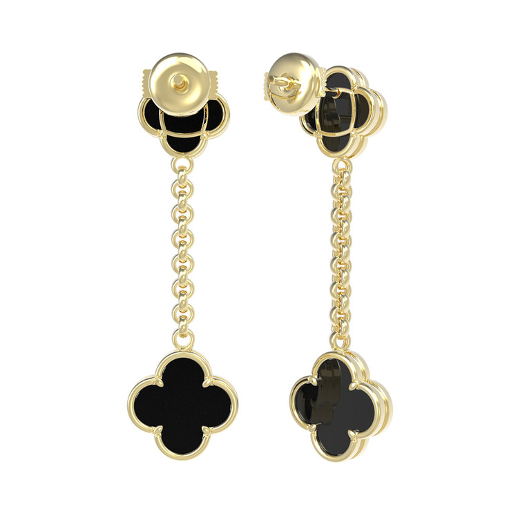 Серьги из лимонного золота c ониксом