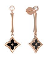 Серьги из золота 585 пробы c фианитом и ониксом