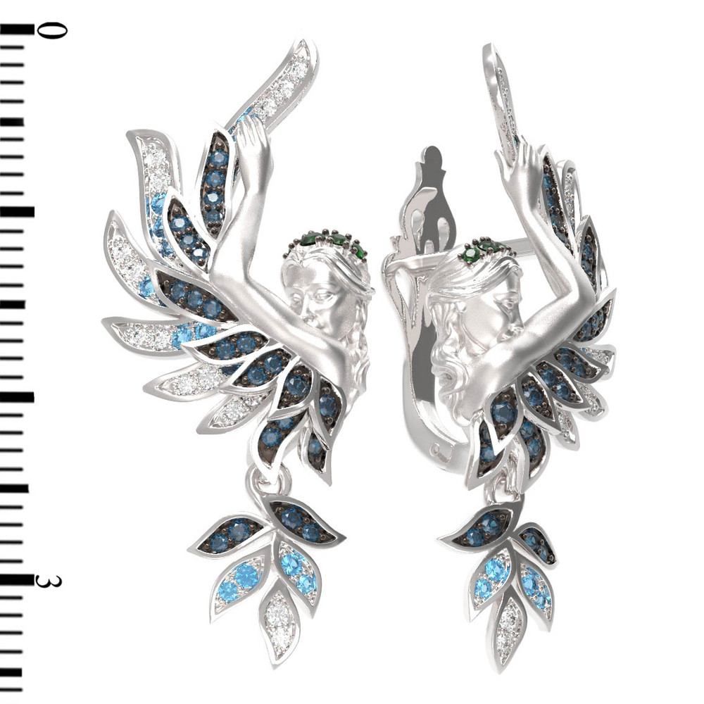 Серьги из белого золота c фианитом