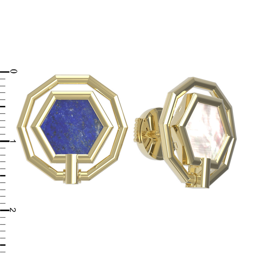 Серьги из лимонного золота c лазуритом и перламутром