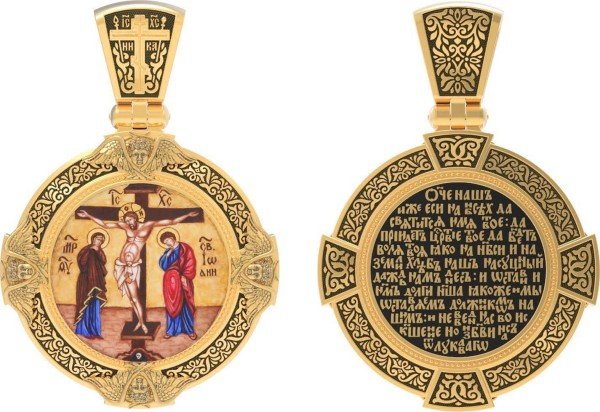 Образок из лимонного золота c эмалью и иконописью