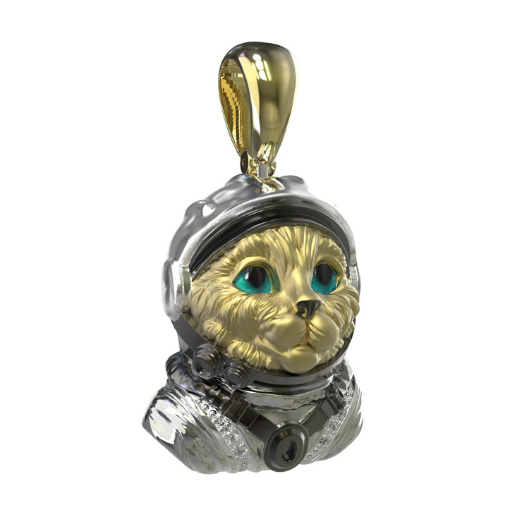 Подвеска из лимонного золота c эмалью, бриллиантами и рубином