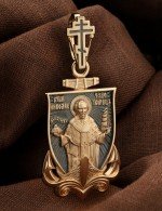 Образок из золота 585 пробы c эмалью