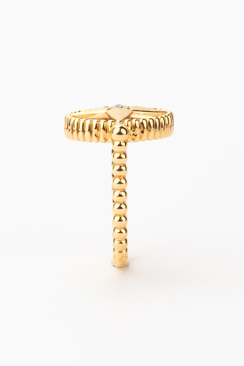 Кольцо из золота c фианитом, ониксом и перламутром