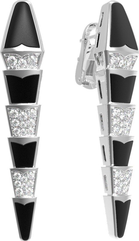 Серьги из белого золота c бриллиантами и ониксом