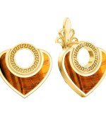 Серьги из лимонного золота 585 пробы c тигровым глазом