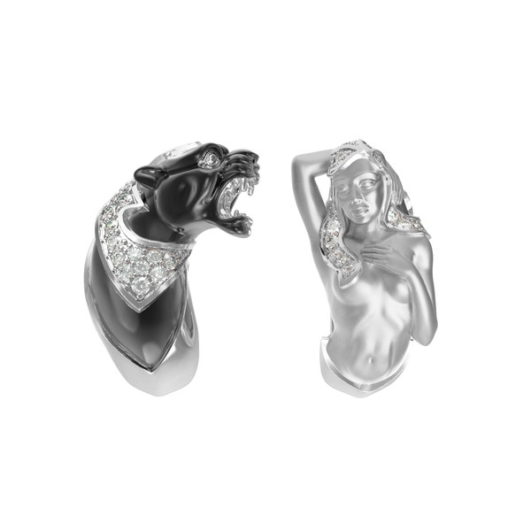 Серьги из белого золота c фианитом