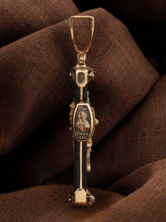 Крест из золота c эбеновым деревом