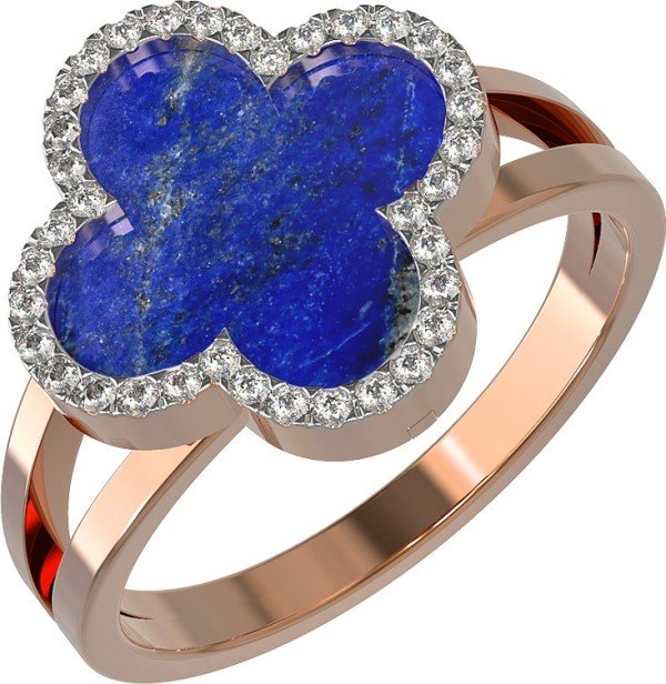 Кольцо из золота c бриллиантами и лазуритом