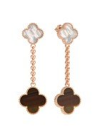 Серьги из золота 585 пробы c тигровым глазом и перламутром