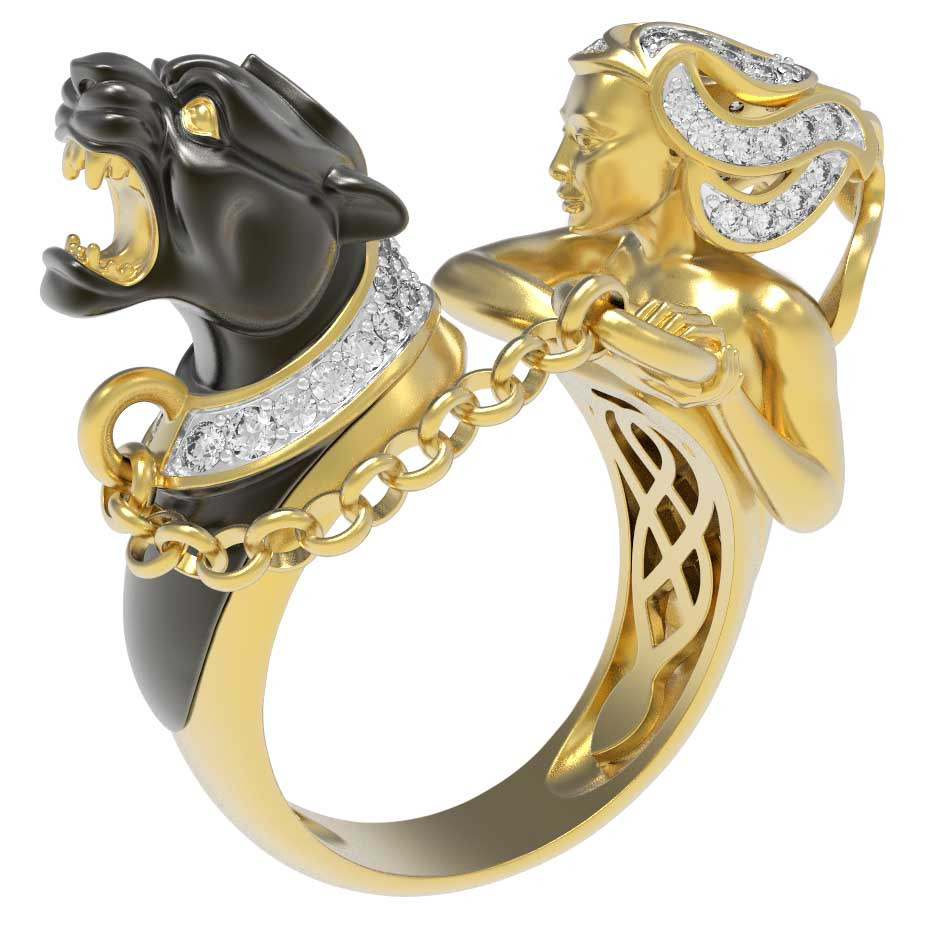 Кольцо из лимонного золота c фианитом