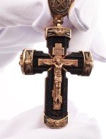 Крест из золота 585 пробы c эбеновым деревом