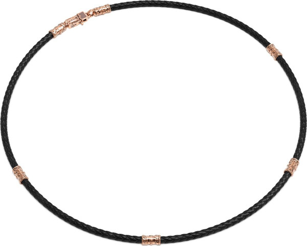 Гайтан из золота c кожаным шнурком