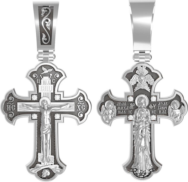 Крест из белого золота c бриллиантами