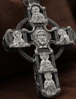 Крест из белого золота 585 пробы c эбеновым деревом