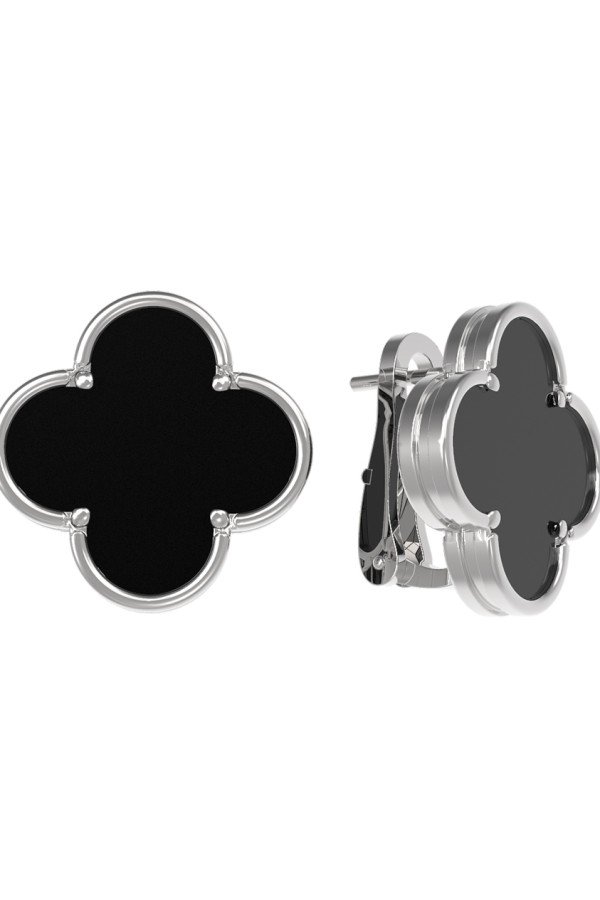 Серьги из белого золота c ониксом