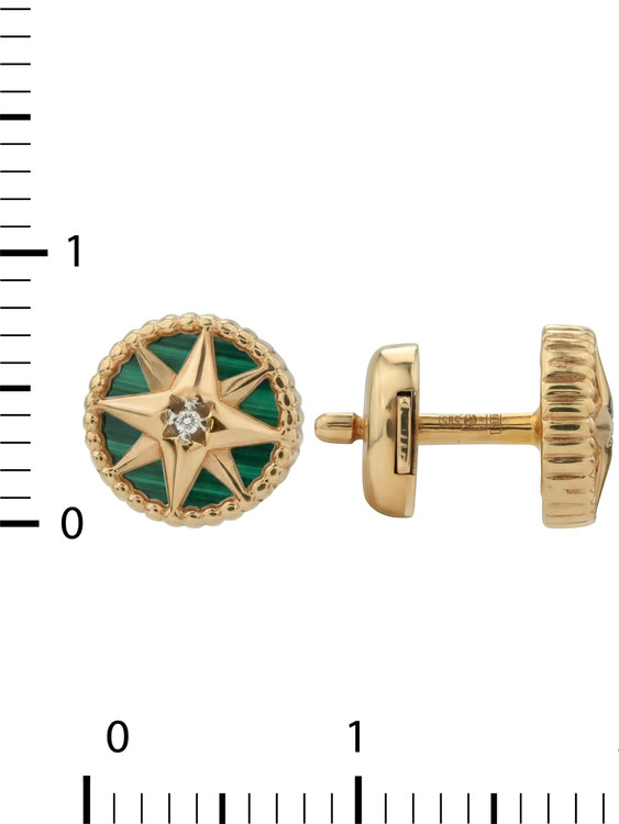 Серьги из золота c бриллиантами и малахитом