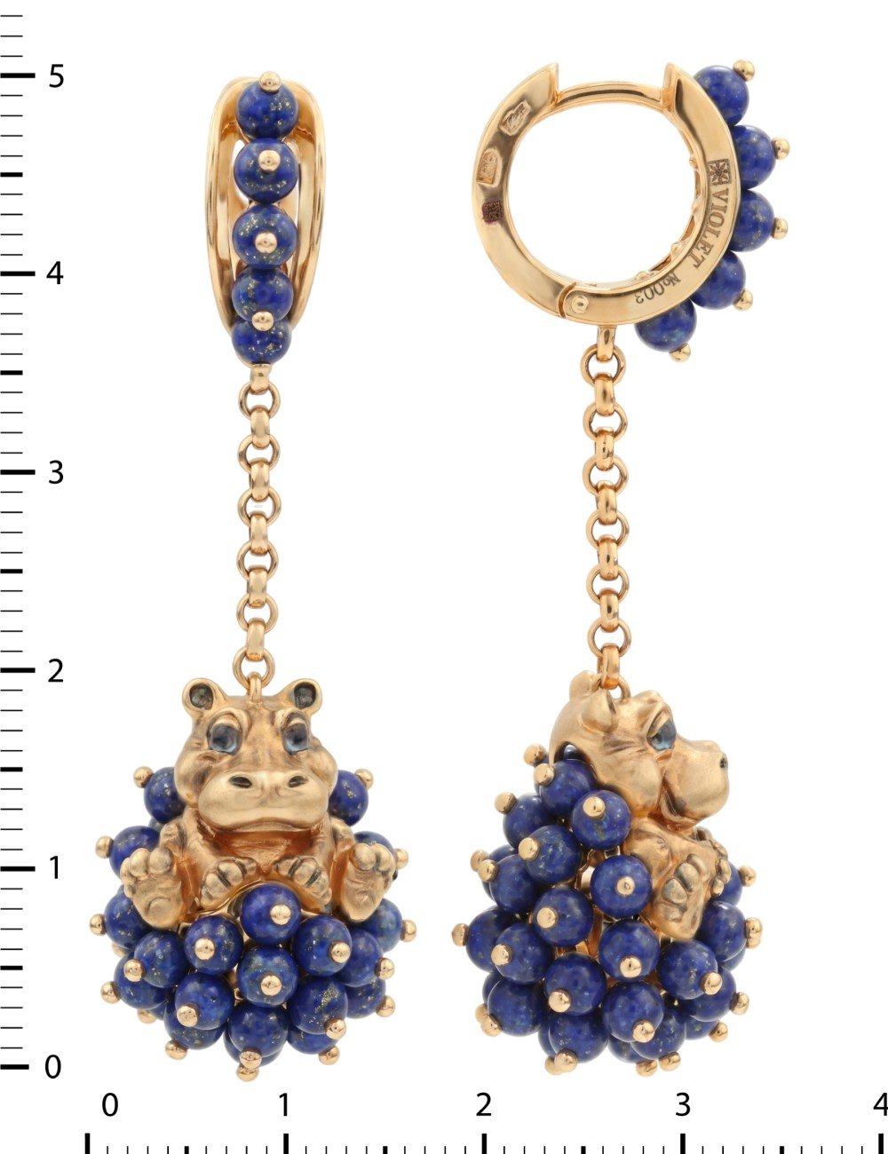Серьги из золота 585 пробы c эмалью и лазуритом