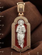 Образок из золота 585 пробы c эмалью
