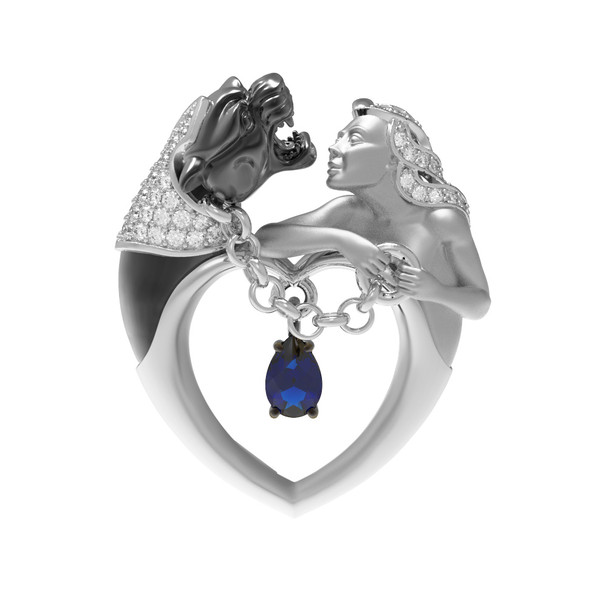 Подвеска из белого золота c фианитом и топазом London