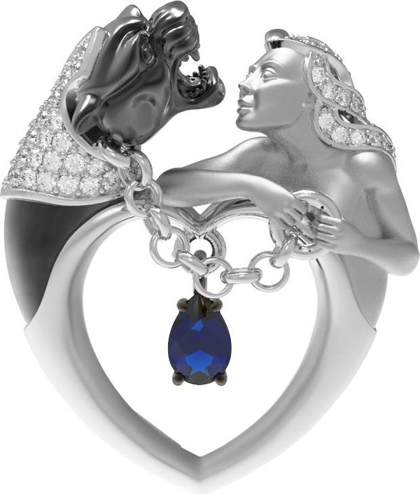 Подвеска из белого золота c фианитом и топазом London