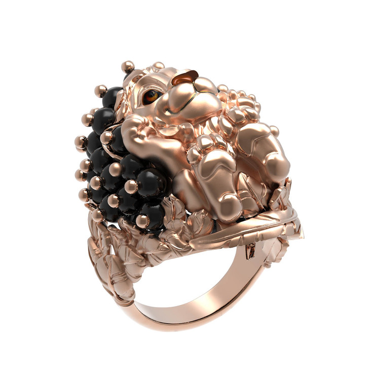 Кольцо из золота c эмалью и ониксом