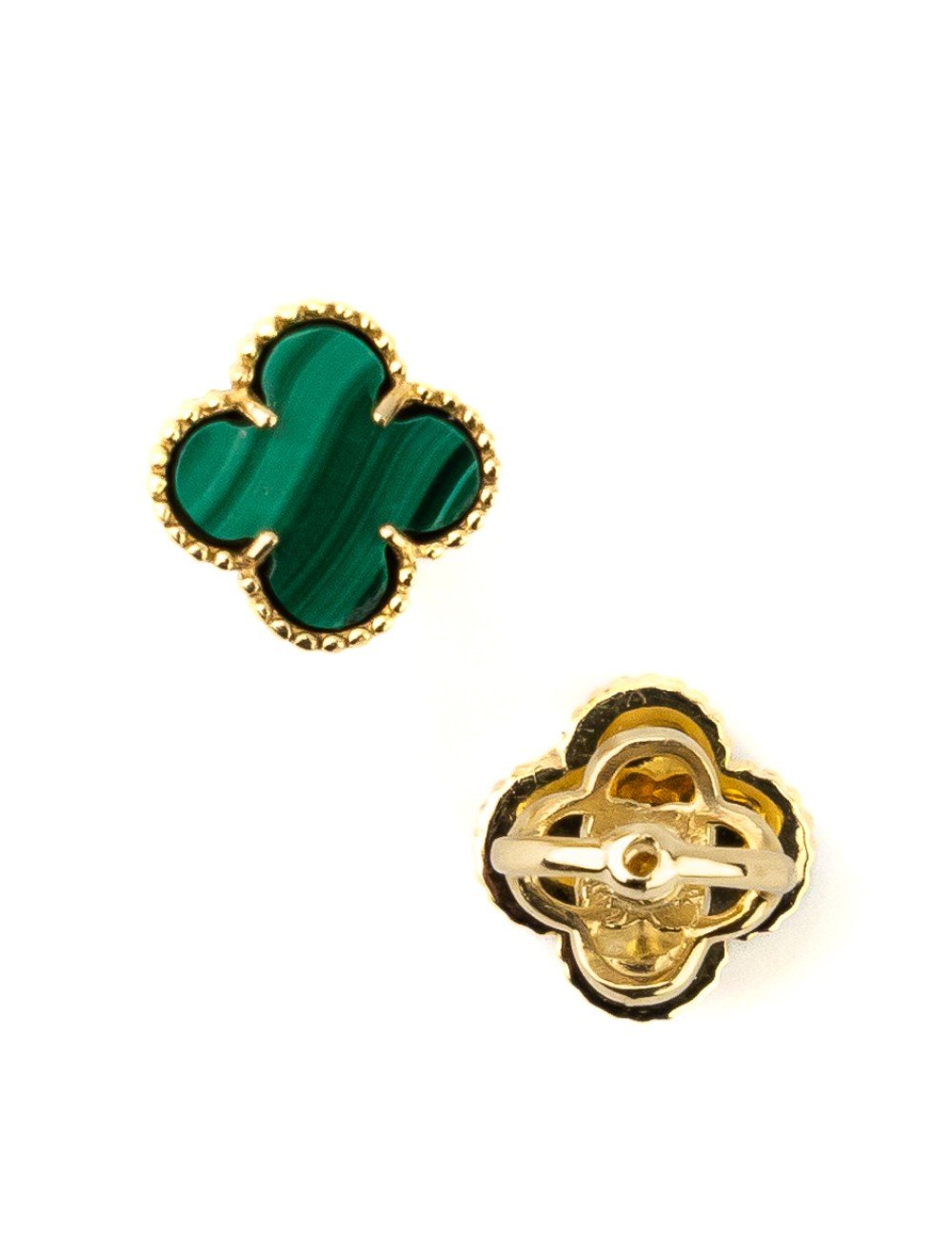 Серьги из лимонного золота 585 пробы c малахитом