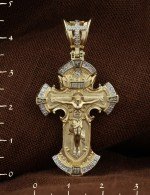 Крест из лимонного золота 585 пробы c бриллиантами
