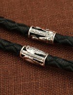 Гайтан из серебра 960 пробы c кожаным шнурком