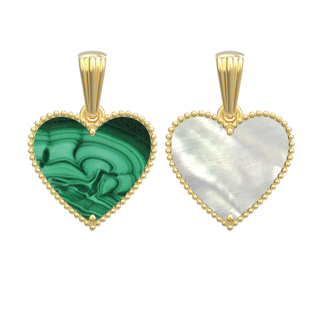 Подвеска из лимонного золота c малахитом и перламутром