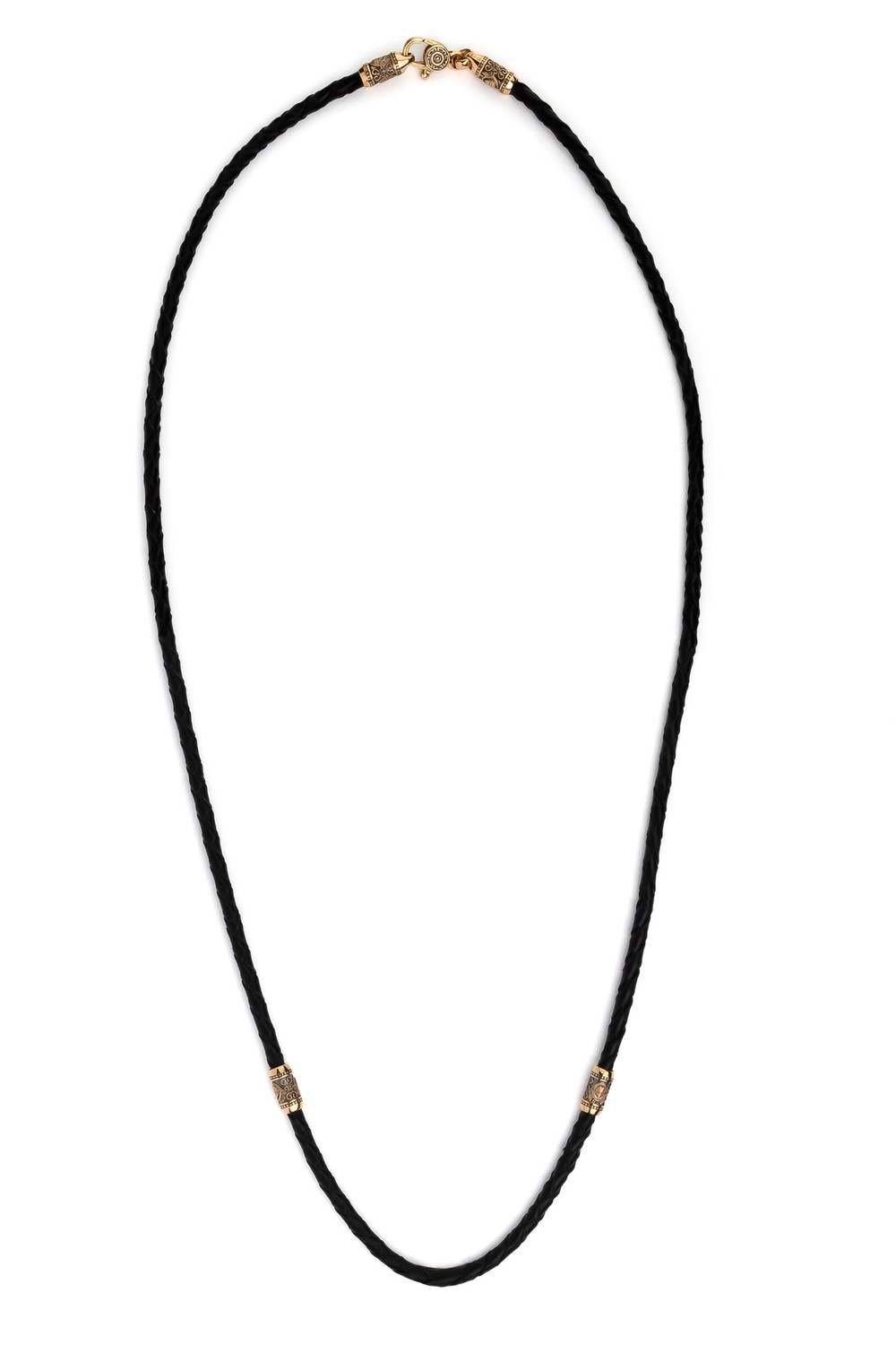 Гайтан из золота c кожаным шнурком