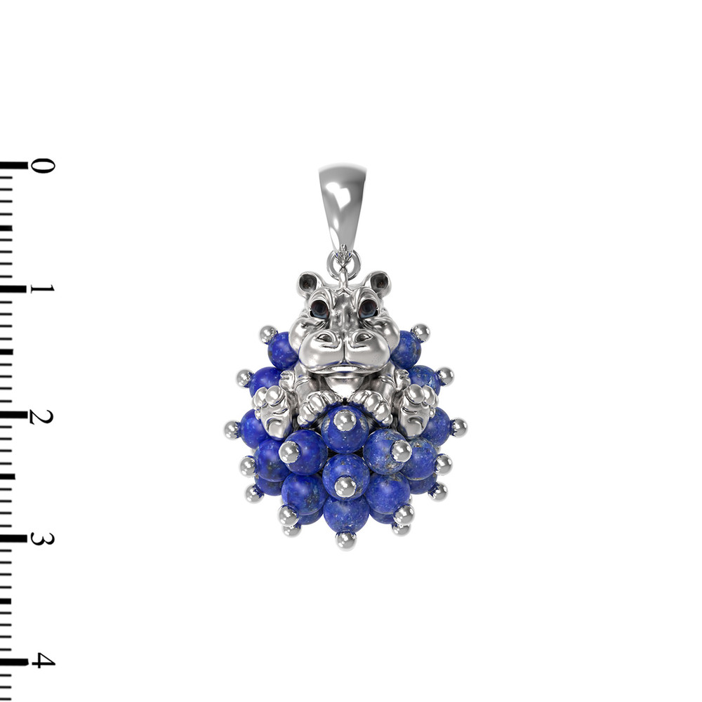 Подвеска из белого золота c эмалью и лазуритом
