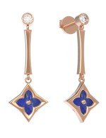 Серьги из золота 585 пробы c фианитом и лазуритом