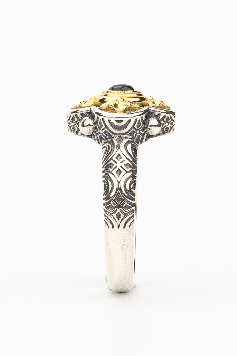 Кольцо из серебра и золота c рубином и рубином