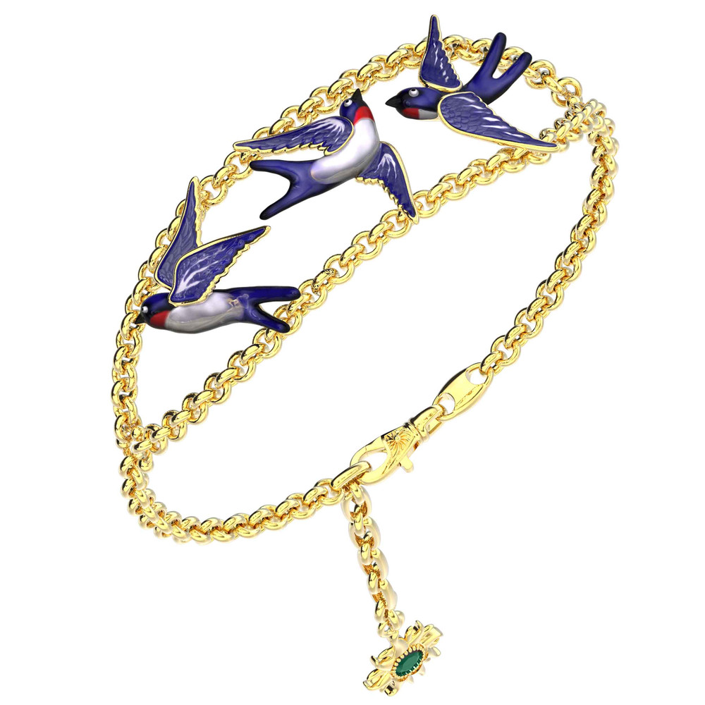 Браслет из лимонного золота c эмалью и топазом London