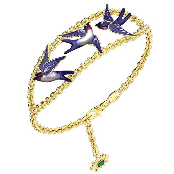 Браслет из лимонного золота c эмалью и топазом London