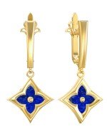 Серьги из лимонного золота 585 пробы c лазуритом