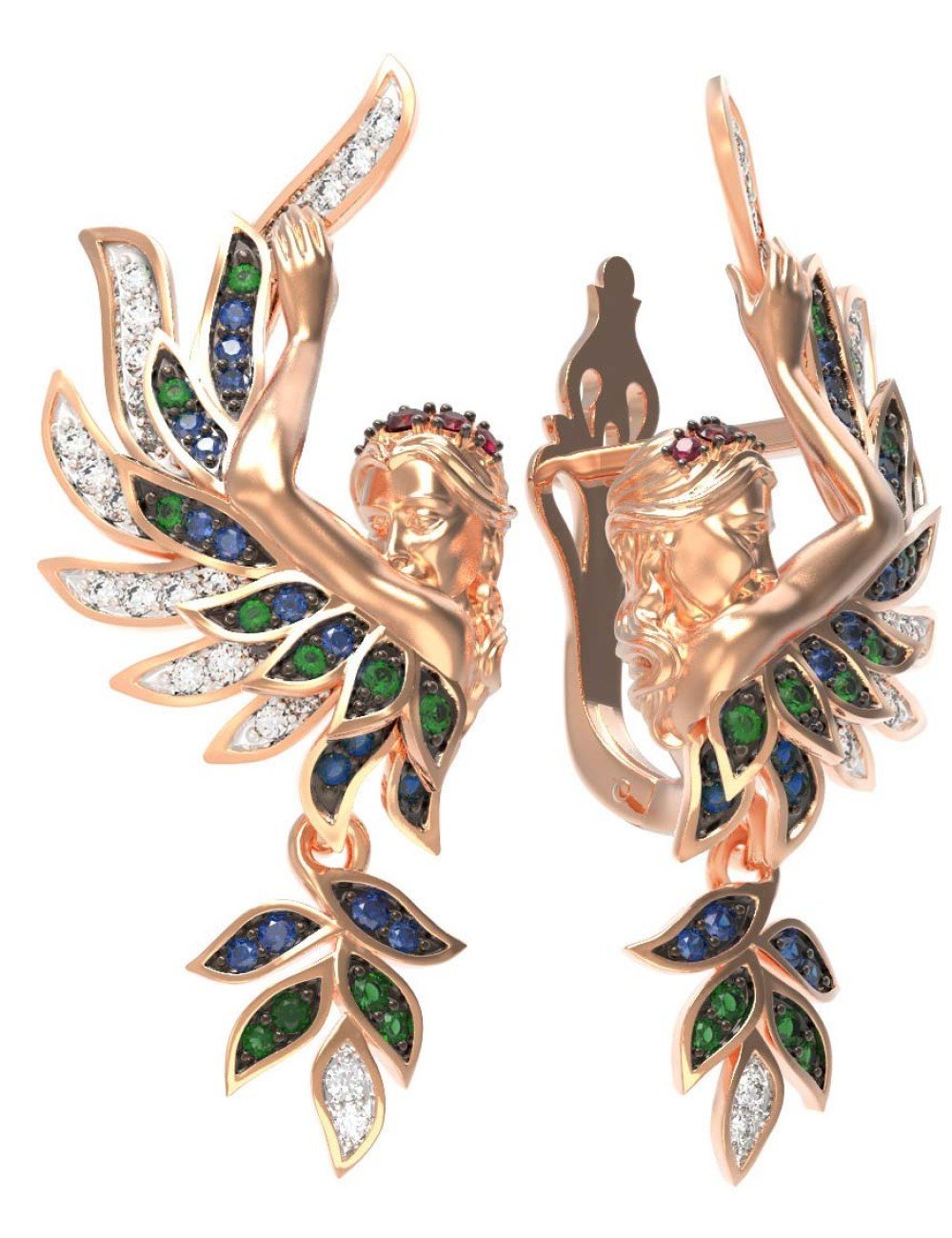 Серьги из золота 585 пробы c фианитом