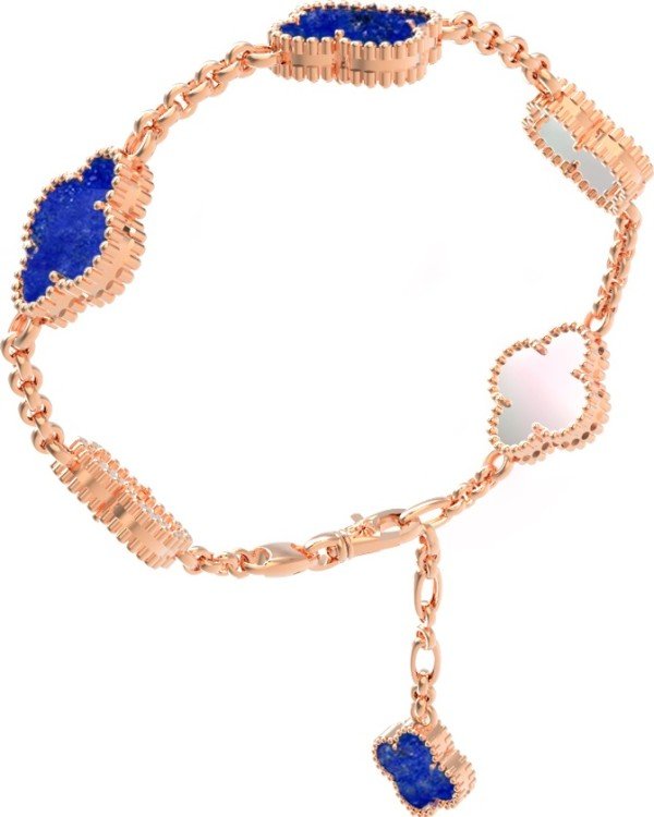 Браслет из золота c лазуритом и перламутром