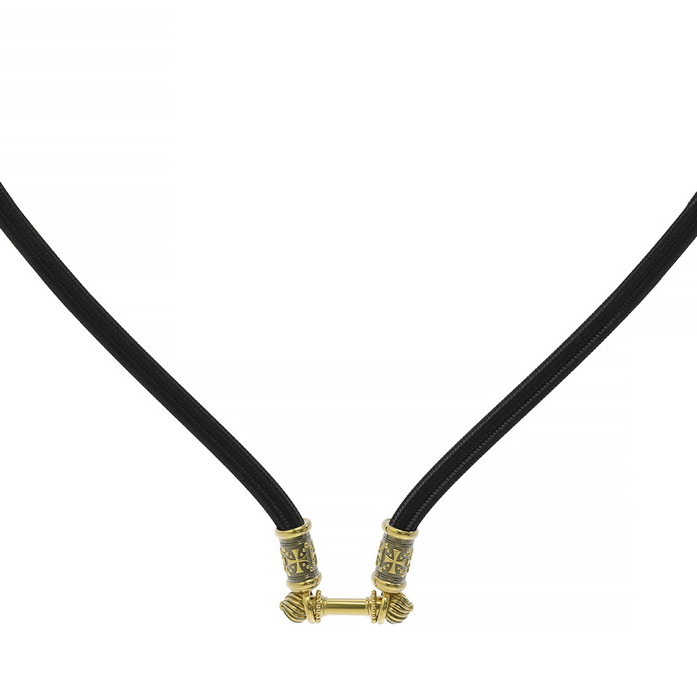 Шнурок шёлковый из лимонного золота c шёлковым шнурком