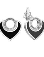 Серьги из белого золота 585 пробы c ониксом