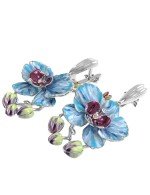Серьги из белого золота 585 пробы c эмалью