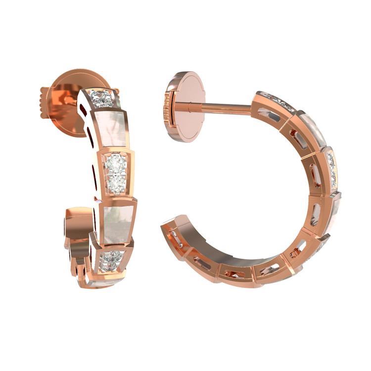 Серьги из золота c бриллиантами и перламутром