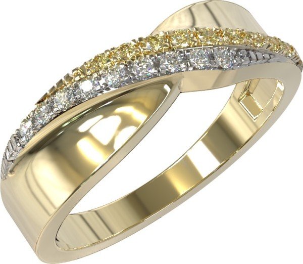 Кольцо из лимонного золота 585 пробы c бриллиантами